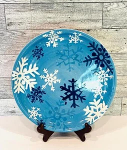 Libbey Christmas Blue and White Snowflake 8.5" Plate Dinnerware - Picture 1 of 2