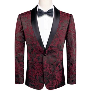 Mens Floral Tuxedo Dinner Jacket Regular Fit Shawl Lapel Paisley Prom Party Suit - Picture 1 of 41