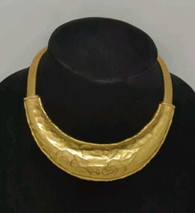 Givenchy Vintage Torque Collar Necklace Brushed Gold Omega Cleopatra Choker 80's - Picture 1 of 19