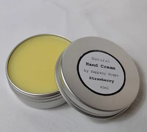 100% natürliche Bio Erdbeere Handcreme Bienenwachs Vitamin E 40ml Reparaturen - Bild 1 von 2