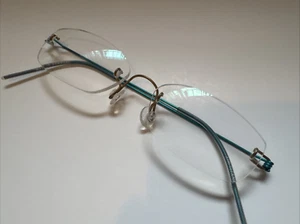 LINDBERG Green Matte Gold Rimless Glasses Eyewear Eyeglass Frame DENMARK NEW - Picture 1 of 5