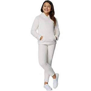 32 Degrees Heat Girls Stretch Plush Hoodie & Legging Set Cream/White Size 3/4 - Picture 1 of 8