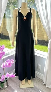 Maxi Vestido Vaina Negro Sin Mangas Vintage Talla 11/12 ILGWU - Imagen 1 de 8