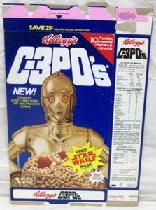 Original 1985 Kellogg's C-3PO's Müslischachtel mit Star Wars Storm Trooper Maske - Bild 1 von 4
