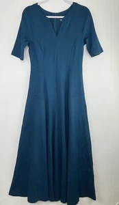 Soft Surroundings Women's 6 Scarletta Deep Teal Maxi Dress Modest Ponte Knit EUC - Picture 1 of 8