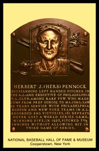 Cooperstown Hall of Fame Postcard Herb Pennock HOF Mint
