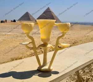 Tutankhamun Triple Lotus Flower Lamp, from the Tomb, Unique Home Decor - Picture 1 of 24