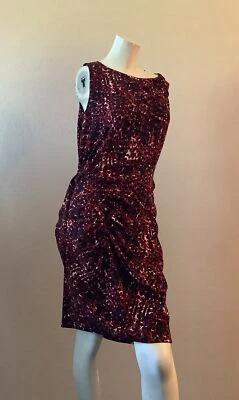 Vestido Vaina Thakoon Rojo Negro Acanalado Geo Estampado Talla 8 Foto 1 de 3