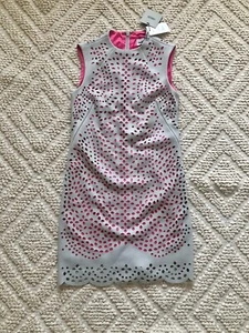BNWT ASOS Grey & Pink Wool Blend LASER CUT OUT SLEEVELESS MINI DRESS 6 34 XS - Picture 1 of 5