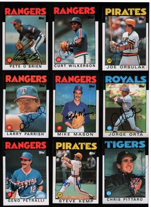 1986 Topps 9 DIF SIGNED Jorge Orta Chris Pittaro Parrish Kemp Mason Petralli etc