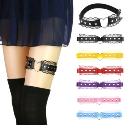 Adjustable Lace Heart-Shaped Thigh Garter, Elastic Leg Garters for Women - Image 1 of 4