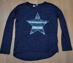 Gap Kids Shirt Girls XL Navy Blue Long Sleeve Pullover Top w/ Flippy Sequin Star - Picture 1 of 8