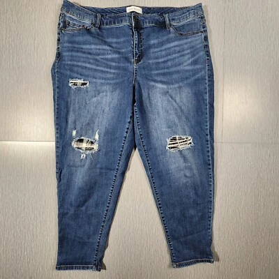 Pantalones de mezclilla Lane Bryant tiro bajo Boyfriend, cintura mágica flexible, lavado medio, talla 18 Foto 1 de 4