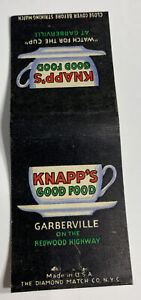 Knapps  Restaurant Matchbook Cover Garberville California Redwood Highway