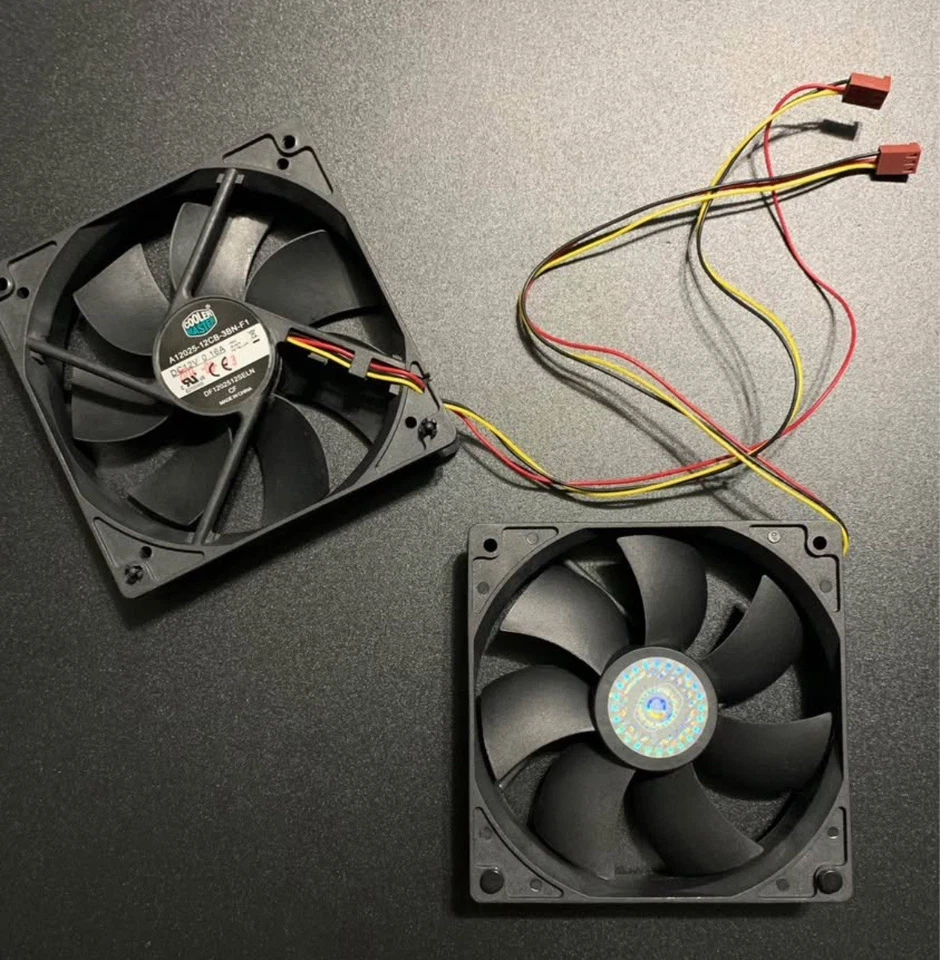 Cooler Master 2pc LOT 120mm Case Fans A12025-12CB-3BN-F1 Black 3-pin - Image 1 of 3
