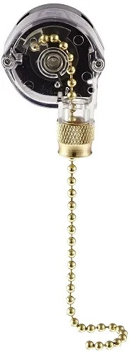 Pull Chain Switch, Off-On-On-On Circut Function, SP3T, Brass Actuator - image 1 of 1