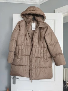 Zara Women's Puffer Jacket Coat Oversized Coffee Beige Braun UK XS S M L 8 10 12 - Picture 1 of 6
