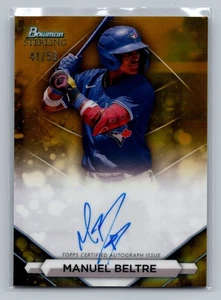 Manuel Beltré 2023 Bowman Sterling autógrafo refractor de oro/50 SP #PA-MB - Imagen 1 de 2