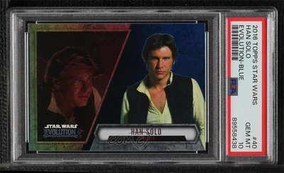 2016 Star Wars Evolution Blue Lightsaber Han Solo Smuggler PSA 10 GEM MT 0n64 - Image 1 of 3