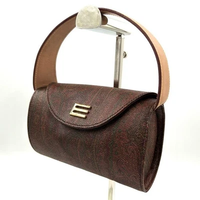 Etro Paisley PVC Cuero Accesorio Bolsa Mini Bolso de Mano Marrón Auténtico Foto 1 de 4