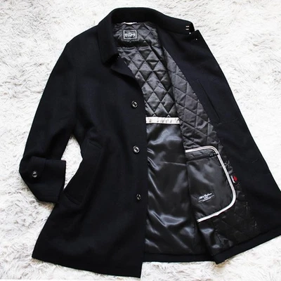 Savile Row Cashmere Silk Herringbone Stn Coat S Outlast Vintage JAPAN - Image 1 of 4