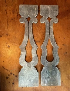 2 Vintage Shabby weiße Lebkuchen flache Veranda Baluster Architektur Ausschlachten - Bild 1 von 5