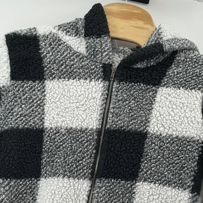 Куртка шерпа в клетку Buffalo большая с капюшоном клетчатая на молнии уютная - Изображение 1 из 4