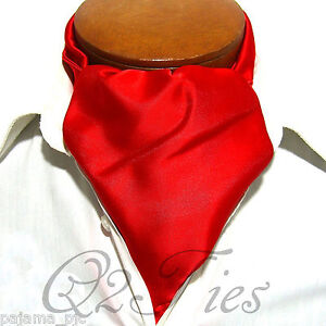 MEN'S SOLID RED Free Style Casual Ascot Cravats Formal Party Wedding