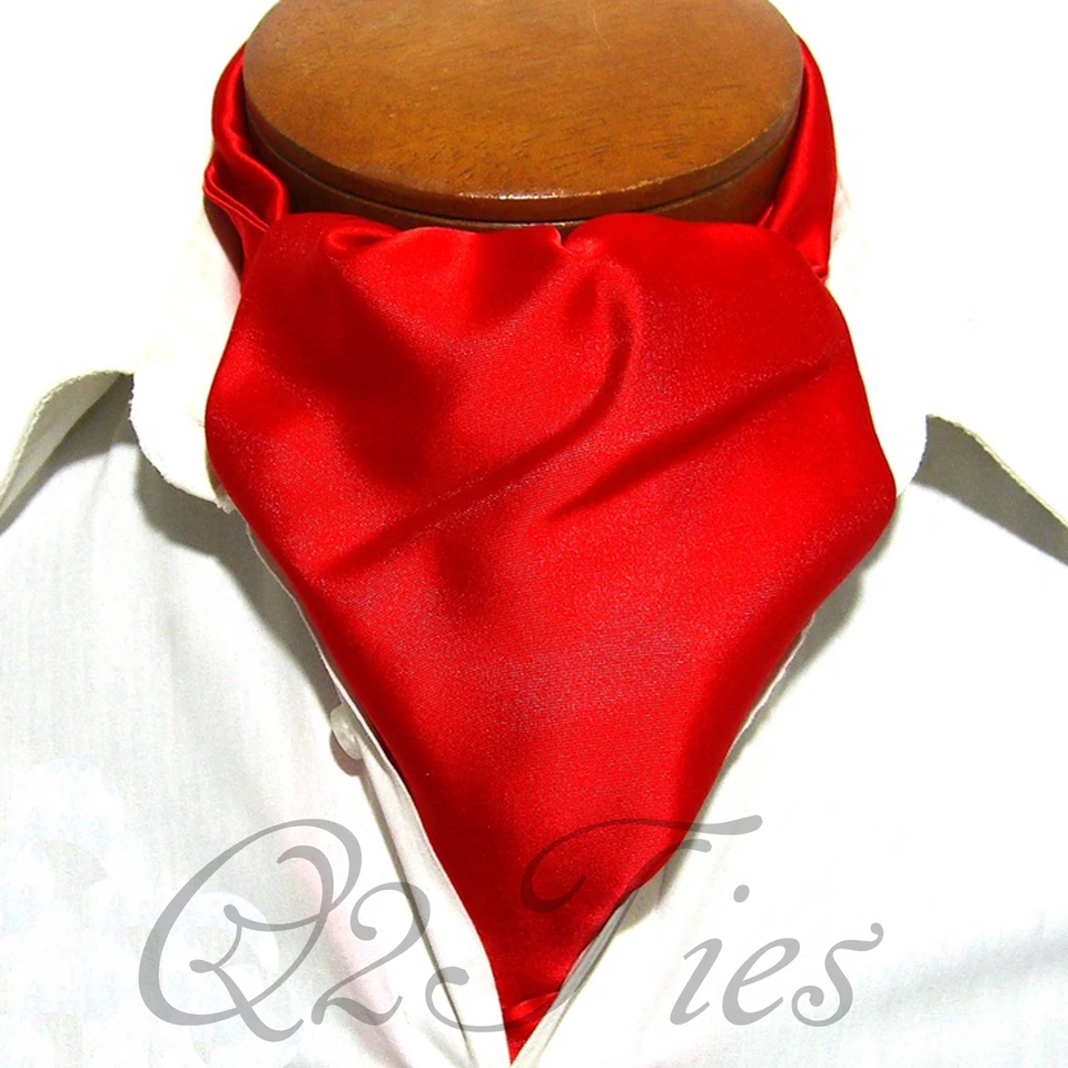 HOMBRE ROJO SÓLIDO Estilo Libre Informal Ascot Corbatas Formal Fiesta Boda Foto 1 de 1
