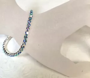 Neu einreihiges Stretch Strass hellblauer Saphir versilbert Armband - Bild 1 von 3