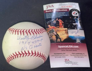 Dusty Rhodes "1954 World Series MVP 54 WS" Signed Autographed Baseball Auto JSA - Picture 1 of 8