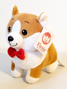 2022 Fiesta CORGI Puppy Dog with Red Bow Tie Stuffed Animal Plush w/Tag 6.5" - Picture 1 of 7