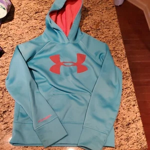 UNDER ARMOUR  Girl's Blue & Pink Storm Hoodie Sweatshirt- Size ymd - Picture 1 of 5