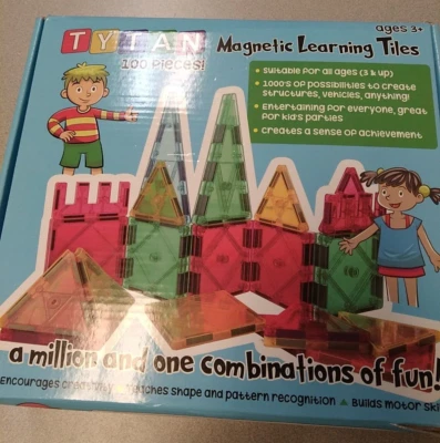 Tytan Magnetic Learning Tiles Building Set with 100 pieces - Open Box - Image 1 of 4