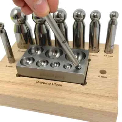 10pcs Complete Metal Forming Dapping Doming Punch and Block Set 5mm to 27mm - Image 1 of 4