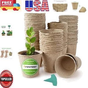 Eco-Friendly 3-Inch Peat Seedling Pots with Labels - 60 Pack for Gardening - Picture 1 of 9