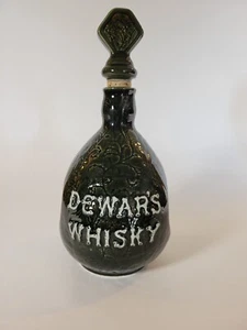 DEWER'S WHISKY ~ Early Dk Green Ceramic CENTENNIAL FLAGON (1886-1986) ~ Scotland - Picture 1 of 6