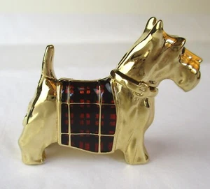 Estee Lauder Scottish Terrier dog perfume compact gold enamel guilloche blanket - Picture 1 of 5
