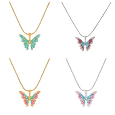 925 Argento Placcato Cuore Farfalla Lucente Collana Catenina Cristallo Regalo - Immagine 1 di 4