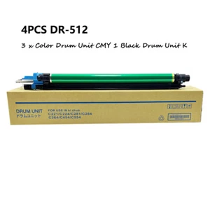 4pcs DR-512 Laser Drum Unit Set Konica Minolta Bizhub C224 C284e C364 C364e C454 - Afbeelding 1 van 4
