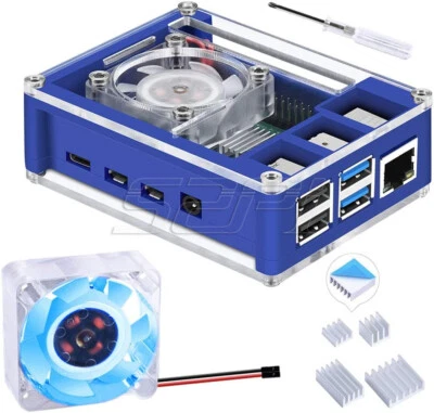 52Pi Raspberry Pi 4 Model B Acrylic Case kit with 4010 Cooling Fan Heatsinks - Image 1 of 4