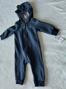 Carters Baby Boy Bear Knit Zip Up Striped Outfit Size 6 M - Picture 1 of 6