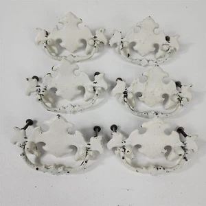6 Vintage 1967 Canada Brass Drawer Pulls White Painted - 4.5" wide - Picture 1 of 7