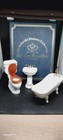 Miniature VINTAGE Dollhouse REUTTERS Porcelain Bathroom Set Scale 1:12