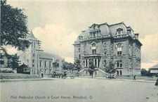 Ohio, OH, Mansfield, First Methodist Church & Court House 1910's Postcard AD