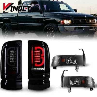 Headlights+ LED Tail Lights For 1994-2001 Dodge Ram 1500 2500 3500 Left+Right - Imagem 1 de 4