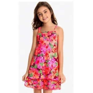 Vestido floral rosa/naranja Maaji para niñas. Nuevo con etiquetas. Talla 10. - Imagen 1 de 6
