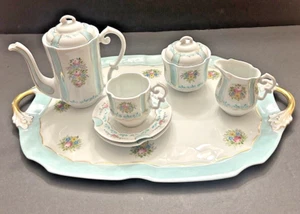 RAR Chamart LIMOGES Porzellan Demitasse/Teeservice 9-teilig handbemalt - Bild 1 von 22