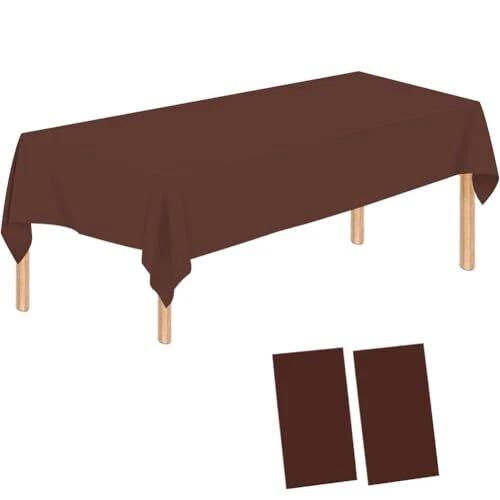 Pack Plastic Tablecloths Disposable Plastic Table Covers Table Cloths 2 Brown - Image 1 of 1