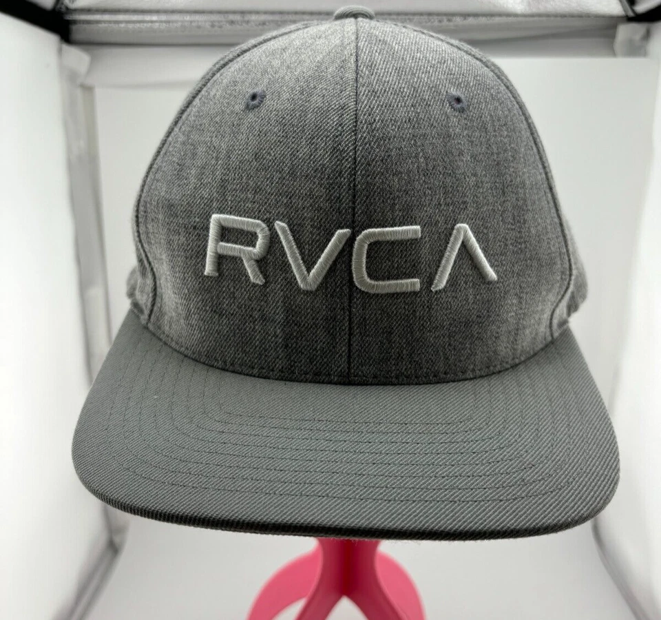 RVCA Gray Flat Bill Snap Back Hat Baseball Cap Wool Blend Hat Mid Fit - Image 1 of 4